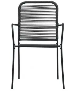 vidaXL Garden Chairs 2 pcs Cotton Rope and Steel Black