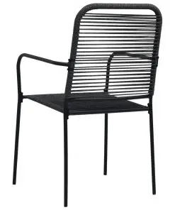 vidaXL Garden Chairs 2 pcs Cotton Rope and Steel Black