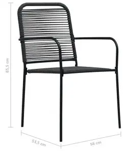 vidaXL Garden Chairs 2 pcs Cotton Rope and Steel Black