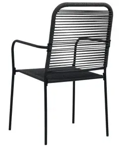 vidaXL 9 Piece Outdoor Dining Set Cotton Rope and Steel Black