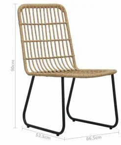 vidaXL 3 Piece Bistro Set Poly Rattan Oak