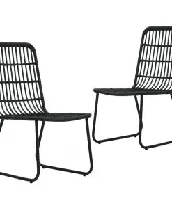 vidaXL Garden Chairs 2 pcs Poly Rattan Black