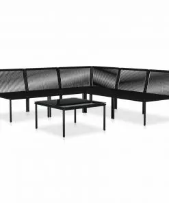vidaXL 6 Piece Garden Lounge Set with Cushions Black PVC