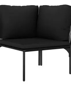 vidaXL 6 Piece Garden Lounge Set with Cushions Black PVC