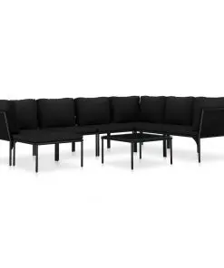 vidaXL 8 Piece Garden Lounge Set with Cushions Black PVC