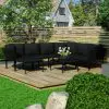 vidaXL 8 Piece Garden Lounge Set with Cushions Black PVC