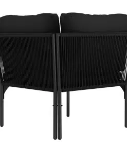 vidaXL 3 Piece Garden Lounge Set with Cushions Black PVC