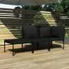 vidaXL 3 Piece Garden Lounge Set with Cushions Black PVC vidaXL 3 Piece Garden Lounge Set with Cushions Black PVC