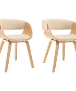 vidaXL Dining Chairs 2 pcs Cream Bent Wood and Faux Leather