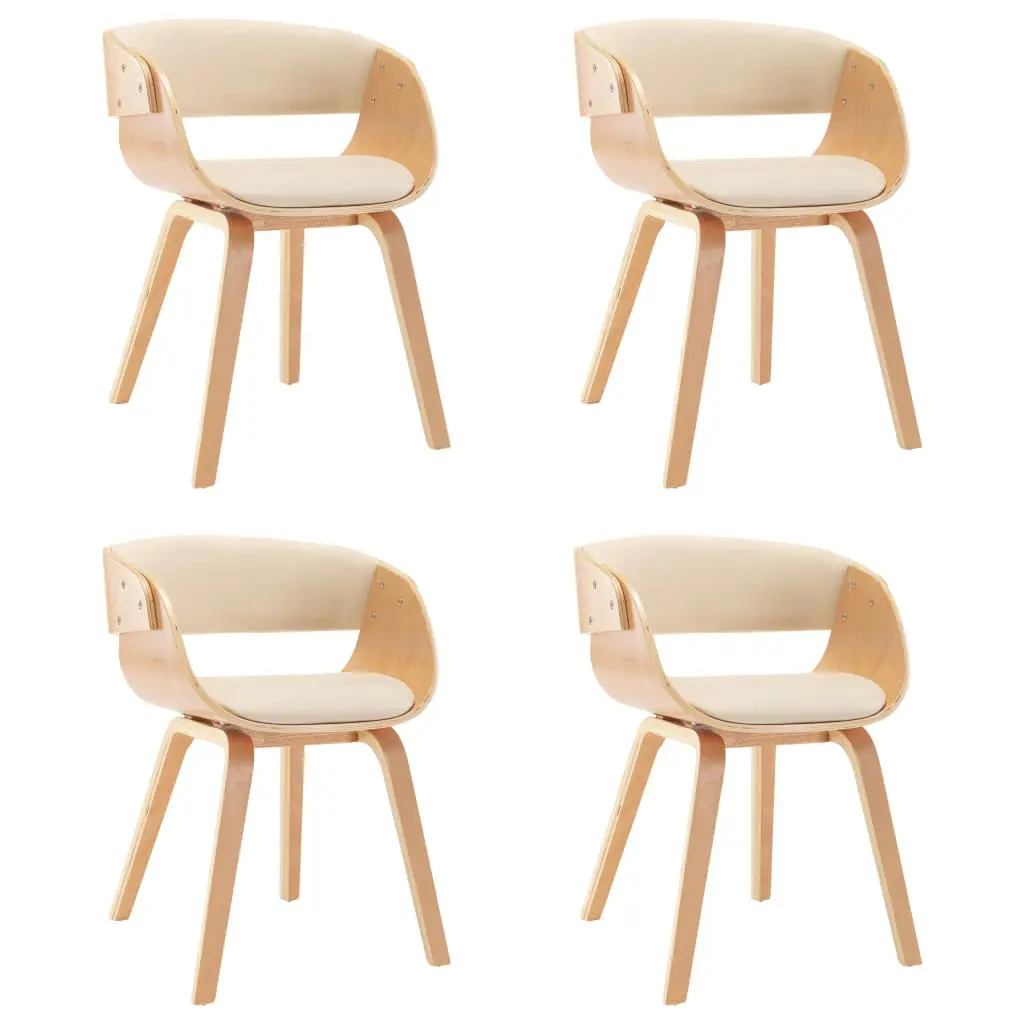 vidaXL Dining Chairs 4 pcs Cream Bent Wood and Faux Leather