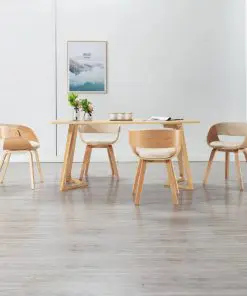 vidaXL Dining Chairs 4 pcs Cream Bent Wood and Faux Leather