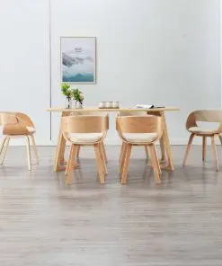 vidaXL Dining Chairs 6 pcs Cream Bent Wood and Faux Leather