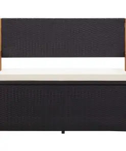 vidaXL Storage Bench 110 cm Poly Rattan and Solid Acacia Wood Black