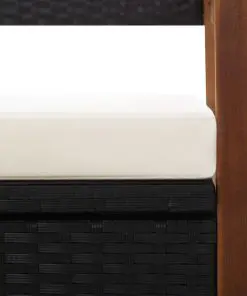 vidaXL Storage Bench 110 cm Poly Rattan and Solid Acacia Wood Black