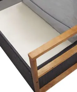 vidaXL Storage Bench 110 cm Poly Rattan and Solid Acacia Wood Black