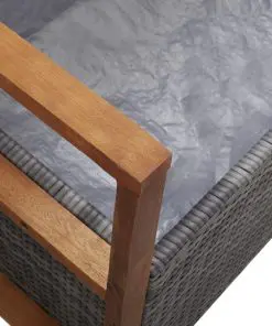 vidaXL Storage Bench 110 cm Poly Rattan and Solid Acacia Wood Grey