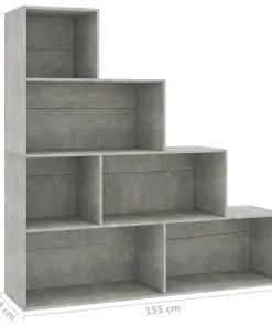 vidaXL Book Cabinet/Room Divider Concrete Grey 155x24x160 cm Chipboard