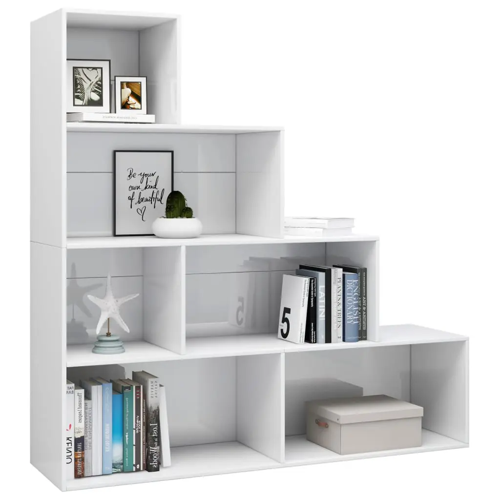 vidaXL Book Cabinet/Room Divider High Gloss White 155x24x160 cm Chipboard