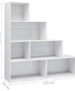 vidaXL Book Cabinet/Room Divider High Gloss White 155x24x160 cm Chipboard