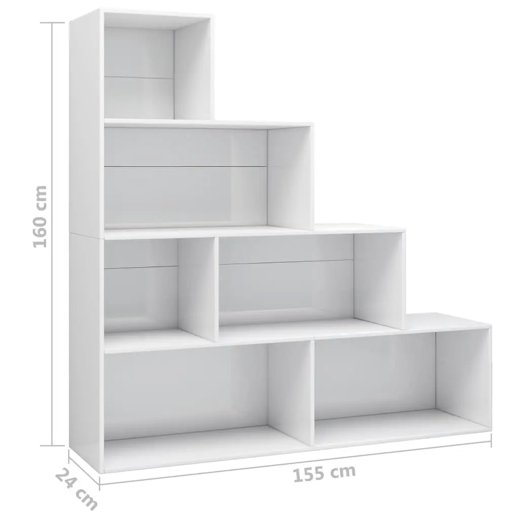 vidaXL Book Cabinet/Room Divider High Gloss White 155x24x160 cm Chipboard