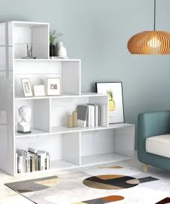 vidaXL Book Cabinet/Room Divider High Gloss White 155x24x160 cm Chipboard