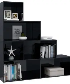 vidaXL Book Cabinet/Room Divider High Gloss Black 155x24x160 cm Chipboard