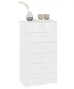 vidaXL Sideboard with 6 Drawers White 50x34x96 cm Chipboard