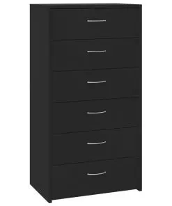 vidaXL Sideboard with 6 Drawers Black 50x34x96 cm Chipboard