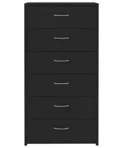 vidaXL Sideboard with 6 Drawers Black 50x34x96 cm Chipboard