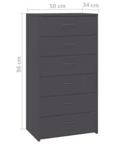 vidaXL Sideboard with 6 Drawers Grey 50x34x96 cm Chipboard