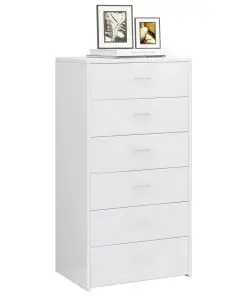 vidaXL Sideboard with 6 Drawers High Gloss White 50x34x96 cm Chipboard