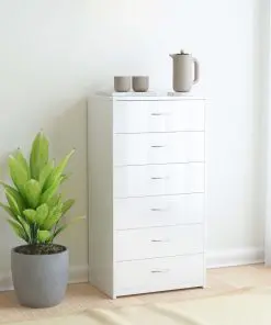 vidaXL Sideboard with 6 Drawers High Gloss White 50x34x96 cm Chipboard