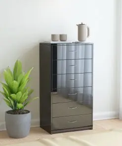 vidaXL Sideboard with 6 Drawers High Gloss Black 50x34x96 cm Chipboard