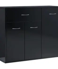 vidaXL Sideboard High Gloss Black 88x30x70 cm Chipboard