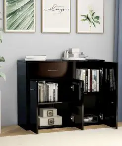 vidaXL Sideboard High Gloss Black 88x30x70 cm Chipboard