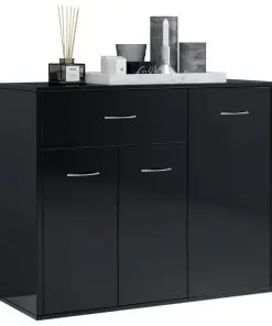 vidaXL Sideboard High Gloss Black 88x30x70 cm Chipboard