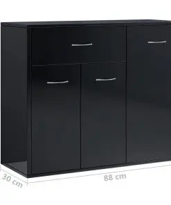 vidaXL Sideboard High Gloss Black 88x30x70 cm Chipboard
