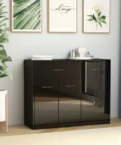 vidaXL Sideboard High Gloss Black 88x30x70 cm Chipboard