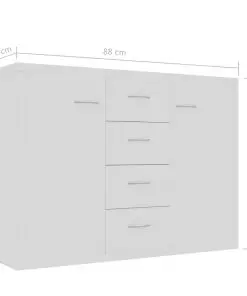 vidaXL Sideboard White 88x30x65 cm Chipboard