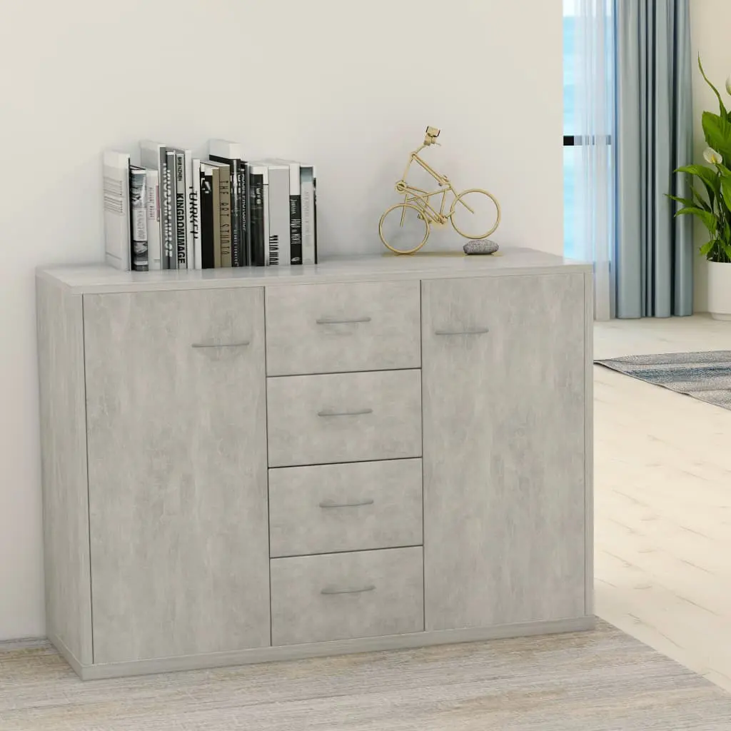 vidaXL Sideboard Concrete Grey 88x30x65 cm Chipboard