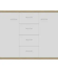 vidaXL Sideboard White and Sonoma Oak 88x30x65 cm Chipboard