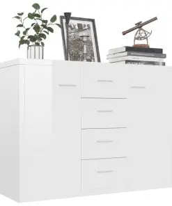 vidaXL Sideboard High Gloss White 88x30x65 cm Chipboard