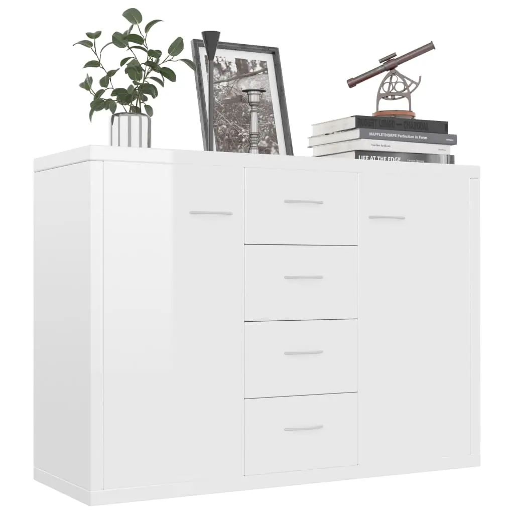 vidaXL Sideboard High Gloss White 88x30x65 cm Chipboard