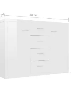 vidaXL Sideboard High Gloss White 88x30x65 cm Chipboard
