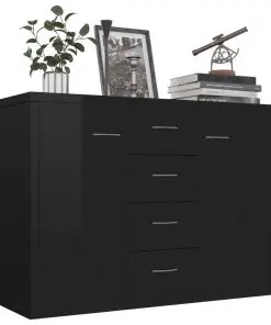 vidaXL Sideboard High Gloss Black 88x30x65 cm Chipboard