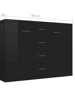 vidaXL Sideboard High Gloss Black 88x30x65 cm Chipboard