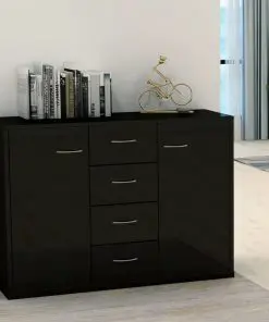 vidaXL Sideboard High Gloss Black 88x30x65 cm Chipboard