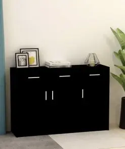 vidaXL Sideboard Black 110x34x75 cm Chipboard