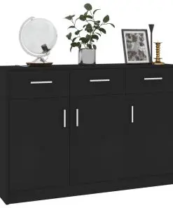 vidaXL Sideboard Black 110x34x75 cm Chipboard