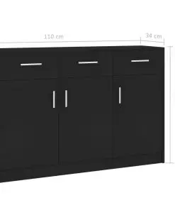 vidaXL Sideboard Black 110x34x75 cm Chipboard